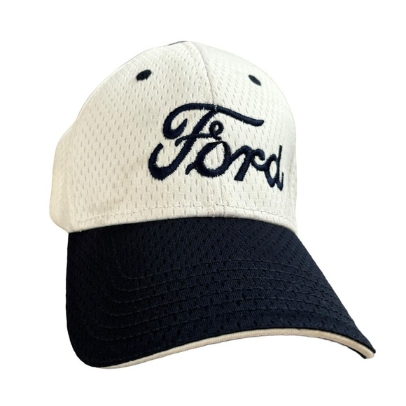 Ford White Navy OSFM Adjustable Baseball Cap Classic  Hat Mesh Embroidered - Picture 11 of 13